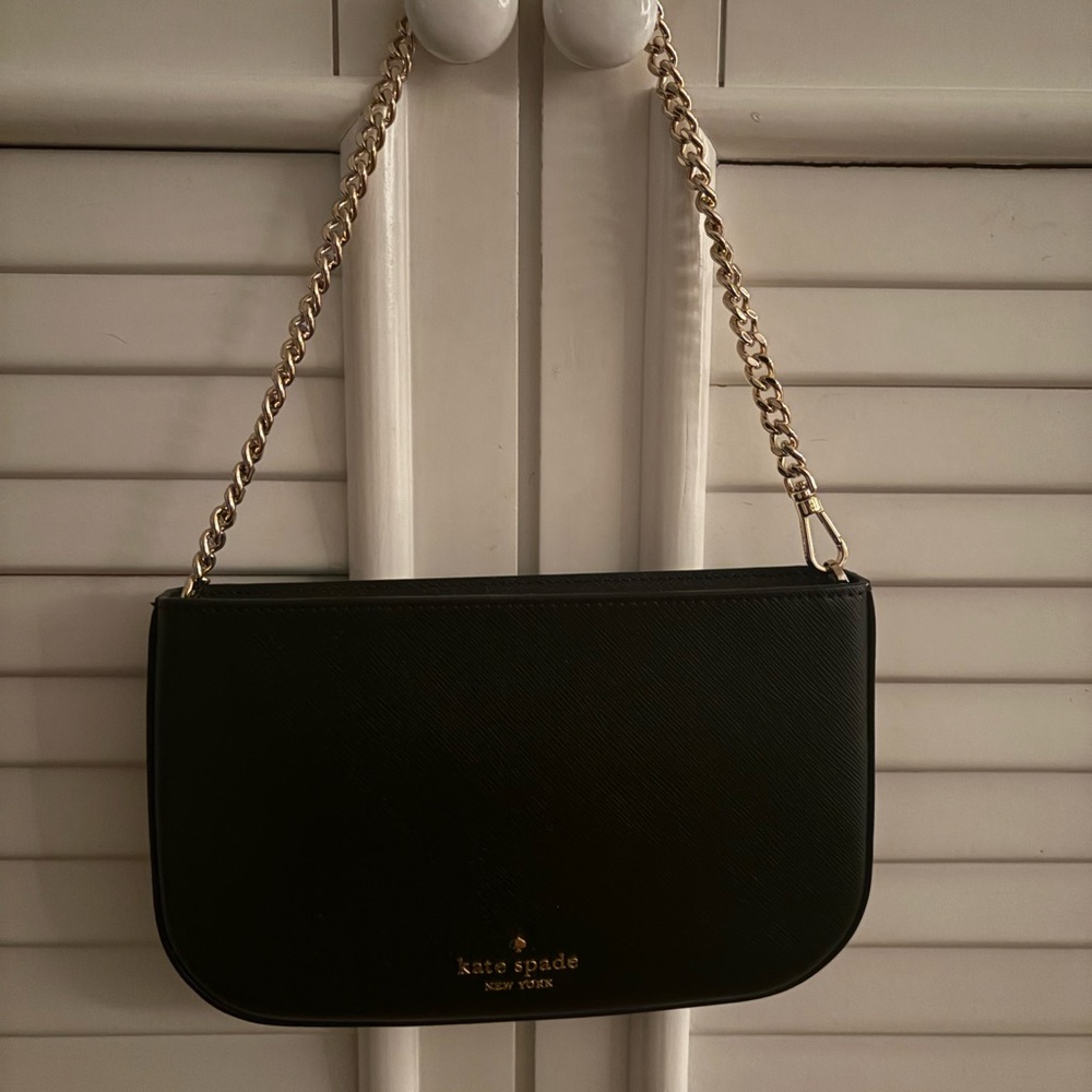 Kate Spade Black Shoulder Bag with Gold Chain